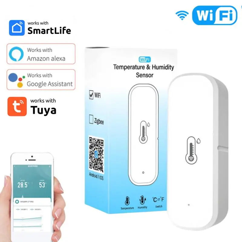 

TUYA Zigbee/WiFi Mini Smart Temperature And Humidity Sensor Remote Control For Smart Home DIY Voice Control Via Alexa Google