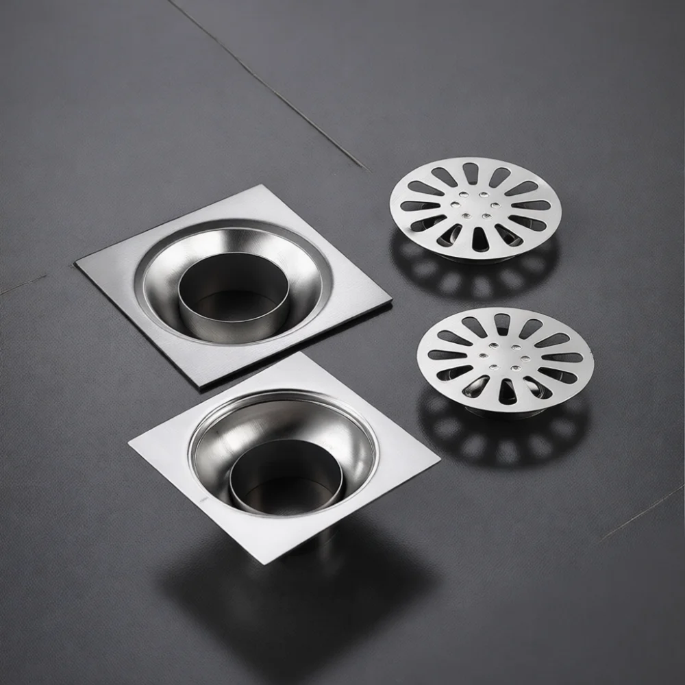 Stainless Steel Floor Drain Shower Bathroom Balcony Laundry Sewer Strainer Anti Odor Filter Large Drainage Catch Hardware Tool