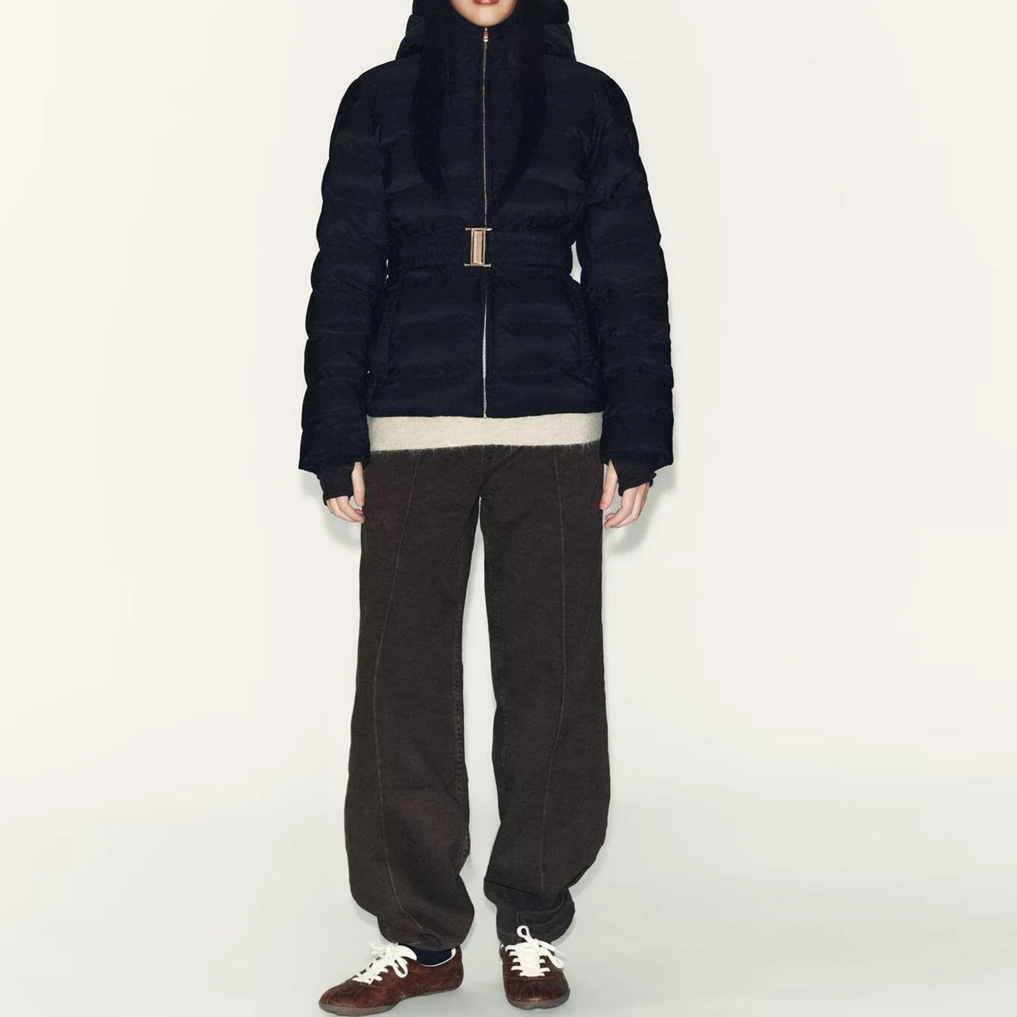 Waterproof Windproof Thiened Jaet Coat for Women Commute Sle Zipper Closure Long Sve Hooded Regular Fit Cotton Outer...