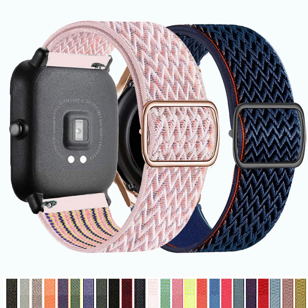 

20mm/22mm Nylon Loop band For Amazfit GTS/2/2e/GTS2 Mini/GTR 42mm/47mm/GTR2/2e S/U Adjustable Elastic Bracelet Amazfit bip strap