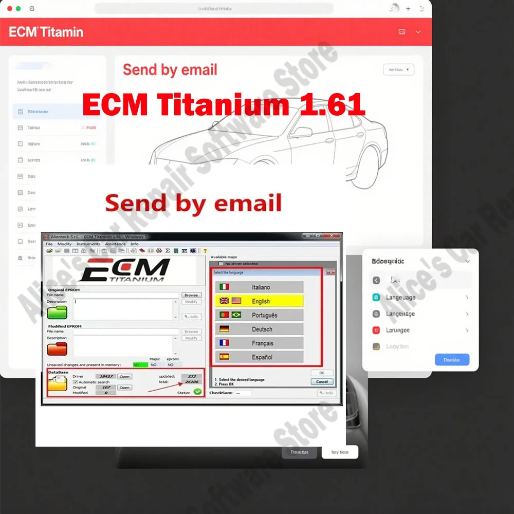 

Latest Car Tools ECM TITANIUM 1.61 obd2 scanner With 26000 + Driver ECM 18259+ Drivers for ecu tool Send link Support windows 10