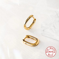 LENNIK Square Buckle Hoop Earrings 925 Sterling Silver Classic French Single Zircon Earring for Women Party Wedding Fine Jewelry