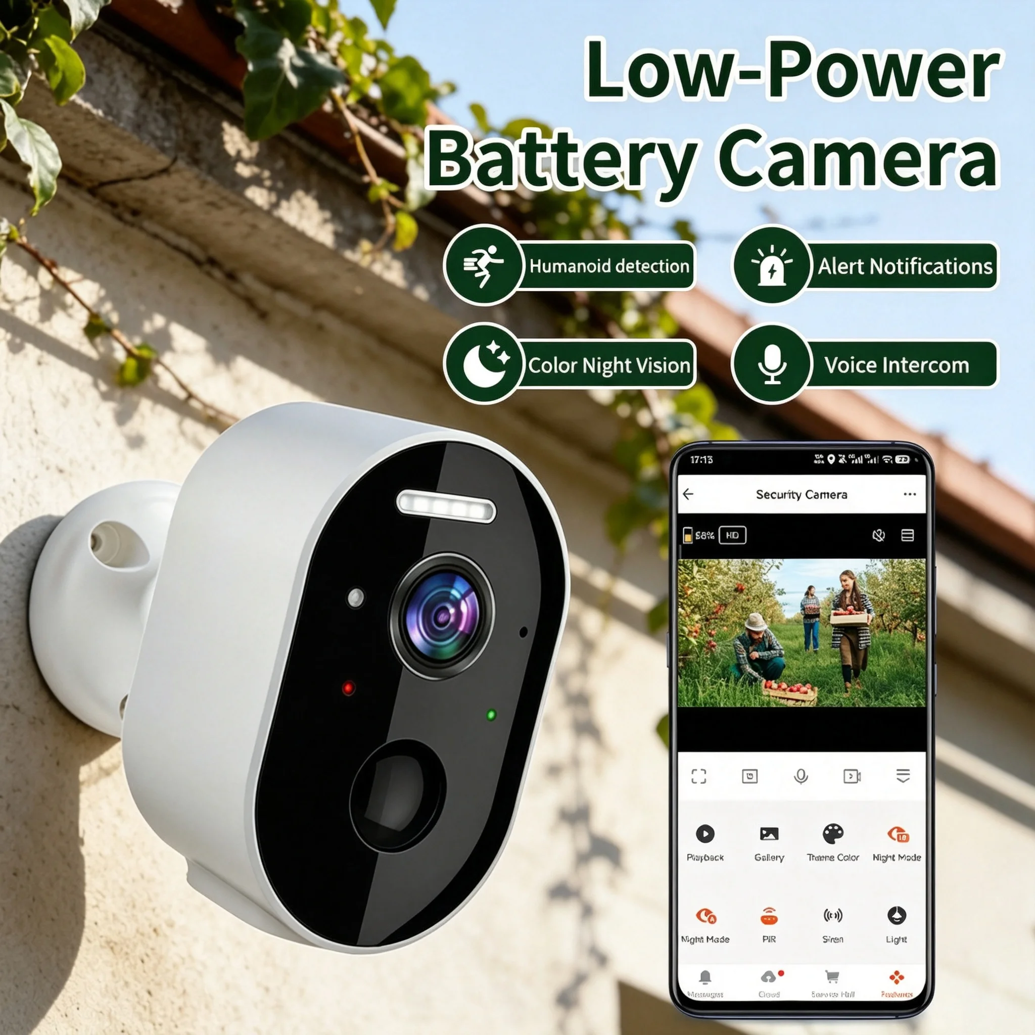 3MP Tuya Mini Solar WiFi Camera Full Color Night Vision Low Power Battery Indoor Outdoor Waterproof Security CCTV Smart Life