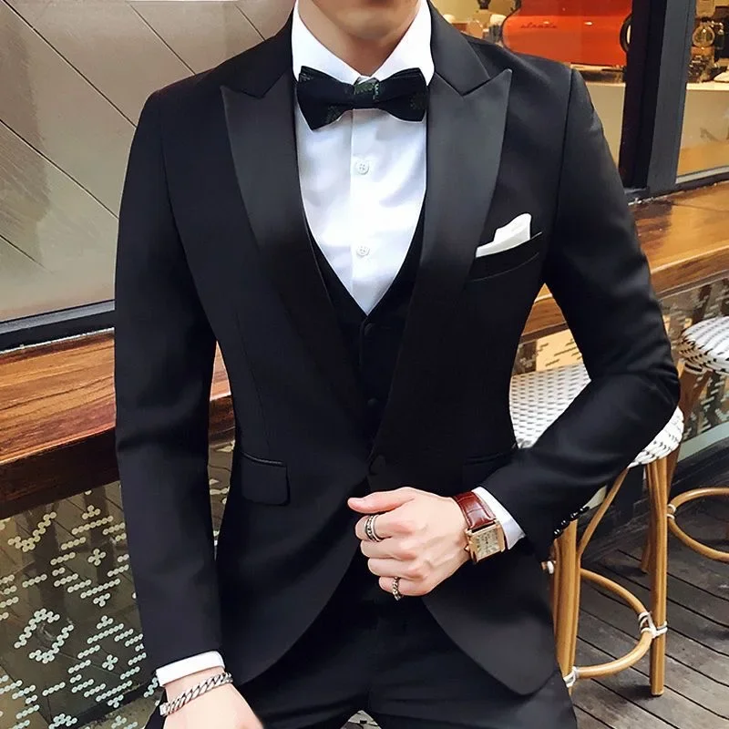 

4 Groom wedding banquet host performance suit formal tuxedo dress