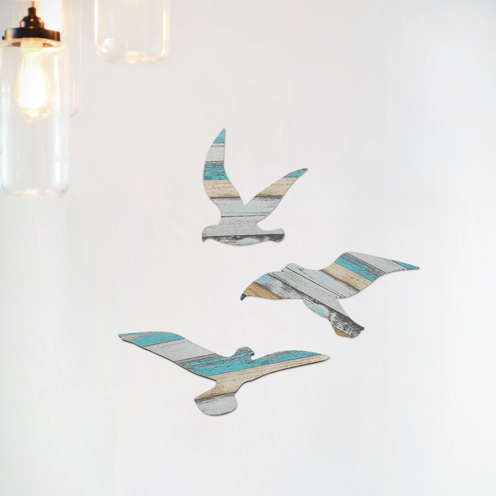 

3 Pcs Mediterranean Wind Wall Hanging Seagull Ornament Statue Wood Nautical Coastal Decor Bedroom Living Room Beach House