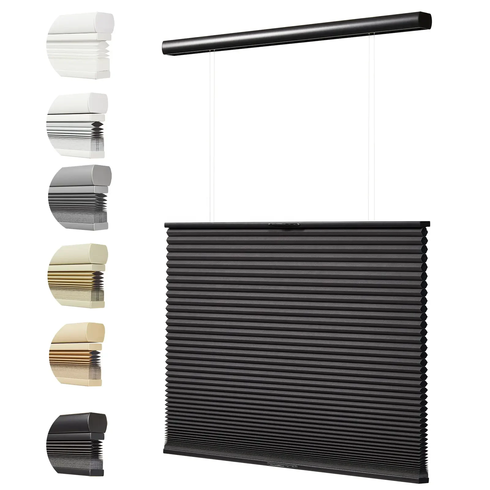 

Wholesale Hot Selling 100%Polyester Blackout UV Protection Fabric Top Down Bottom Up Honeycomb Blinds For Office