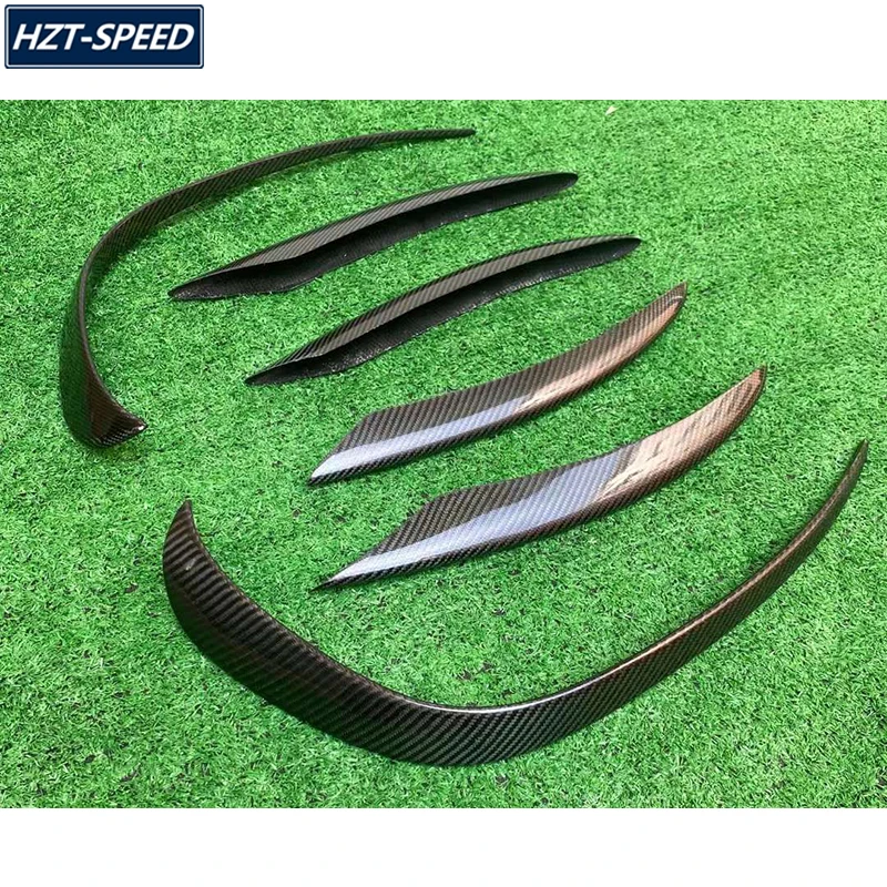 6 PCS Real Carbon Fiber Material Front Bumper Fog Lights Air Vents Stickers Trims For Mercedes Benz W205 C63 Tuning 2019-2021