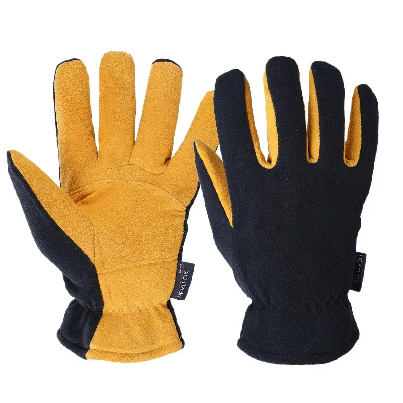 

Winter Warm Gloves Deerskin Leather Water-Resistant Windproof Work Glove For Driving Cycling Hiking Snow Skiing 8007