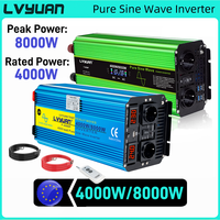 LVYUAN 4000W/8000W Inverter Pure Sine Wave DC12V to AC220V 230V EU Socket Inverter For Solar Panel Power Generation System