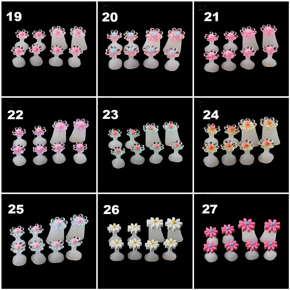 8Pcs/SET Toe Silicone Separator Nail Art DIY Tool Pedicure Flower Waterdrop Crystal Diamond Pearl Separator Foot Care Tools