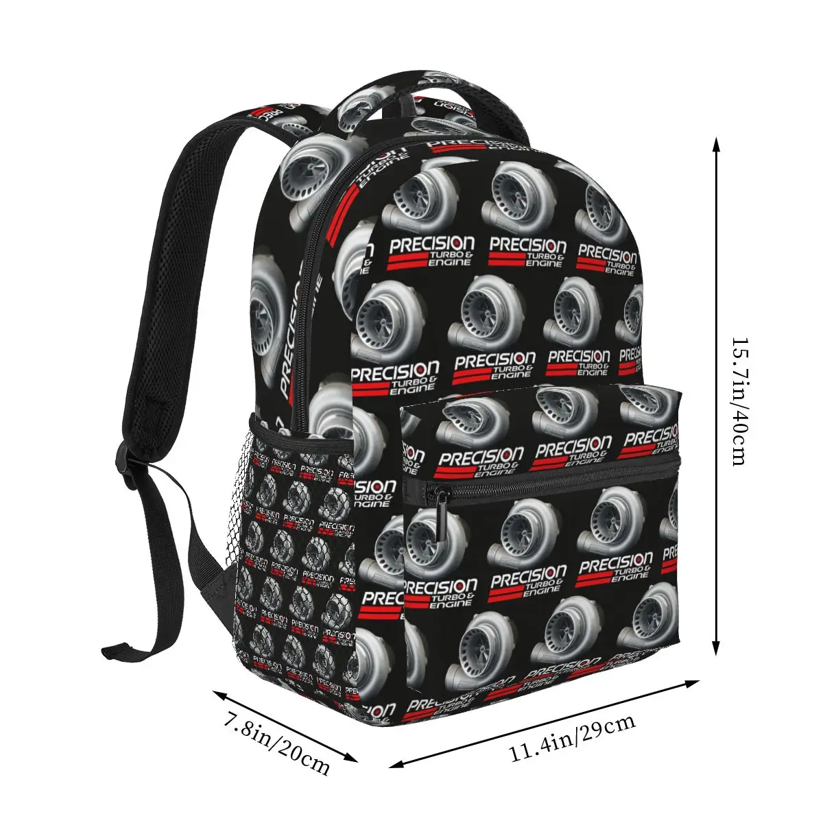 Precision Turbo Engine Logo Student Backpack School Bag Hiking Travel Daypack for Boys Girls Fashion Bookbag Shoulder Bags