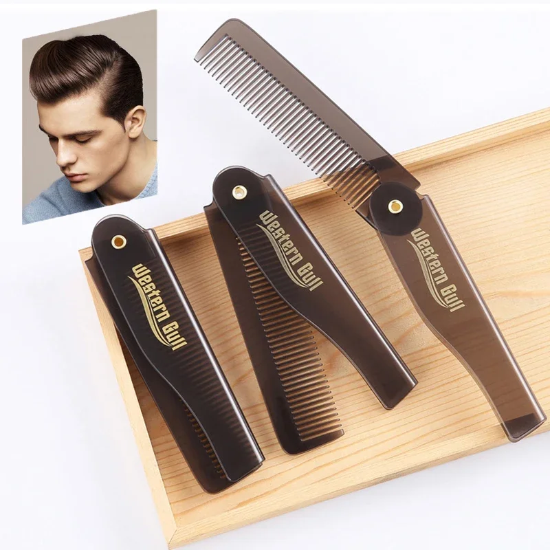 Portable Foldable Pocket Combs Oil Head Plastic Beard Combs Hair Styling Tool Combs For Man Women Folding Comb Barber Hair Tool