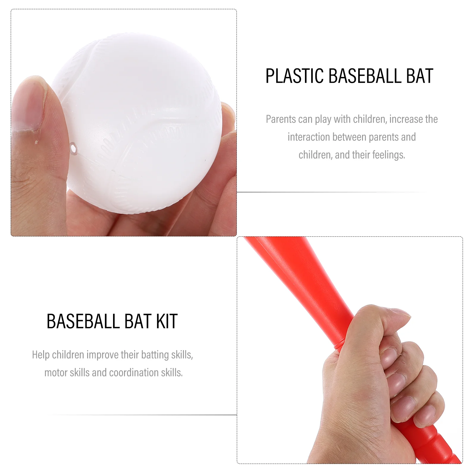 Plastic Baseball Bat Kit for Kids, Toy for Children, Esportes ao ar livre, Vermelho, Amarelo, Azul, Verde, Cada Conjunto