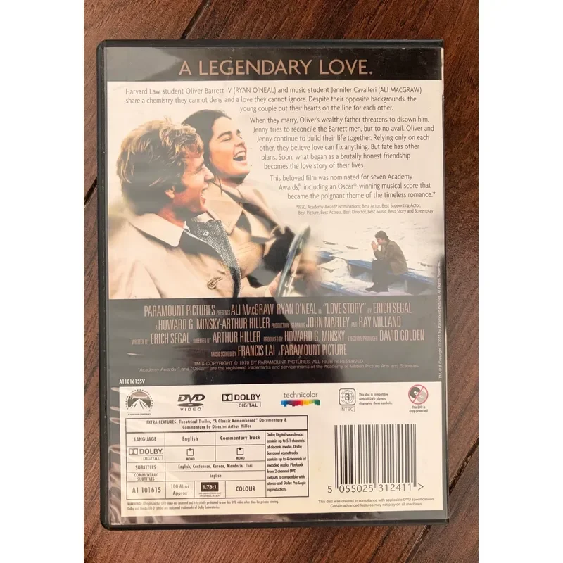Love Story Classic Romantic Movie DVD Disc High Definition Video Collection