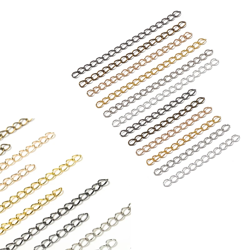 

100pcs/lot 50mm 70mm Necklace Extension Chain Bulk Bracelet Extended Chains Tail Extender For DIY Jewelry Making Findings