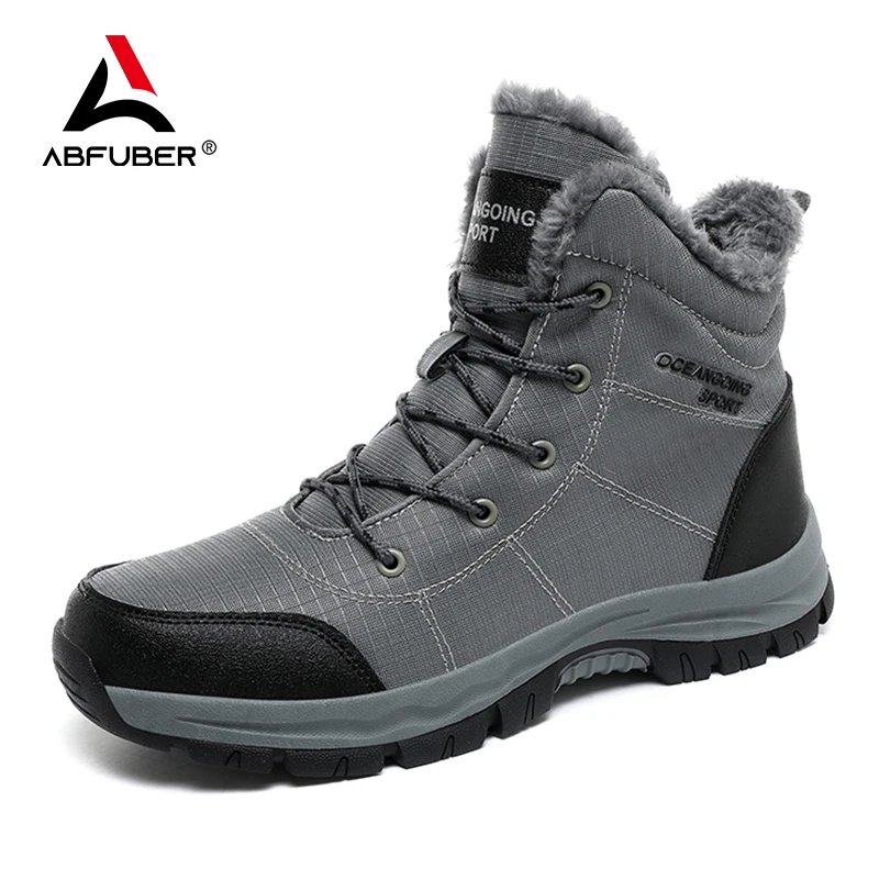 Stivali invernali Super caldi con pelliccia da trekking all\'aperto stivali da uomo stivali impermeabili antiscivolo da neve scarpe da uomo Winter