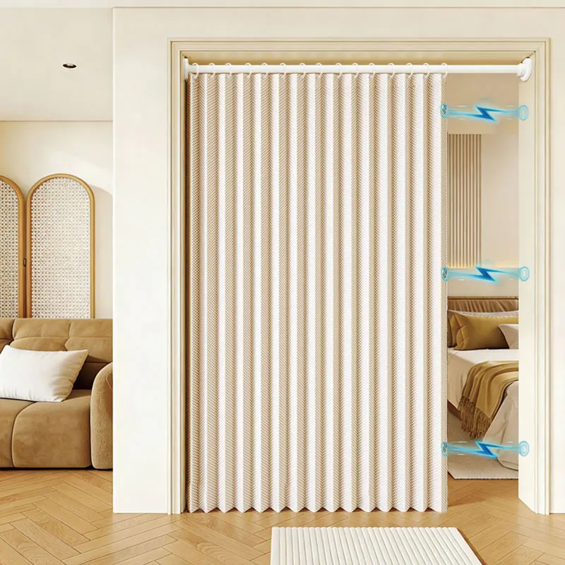 Magnetic Curtain for Kitchen Door, Waterproof Oil-Proof Insulated Door Cover, Thick Polyester Partition Dust Curtain with Magnet