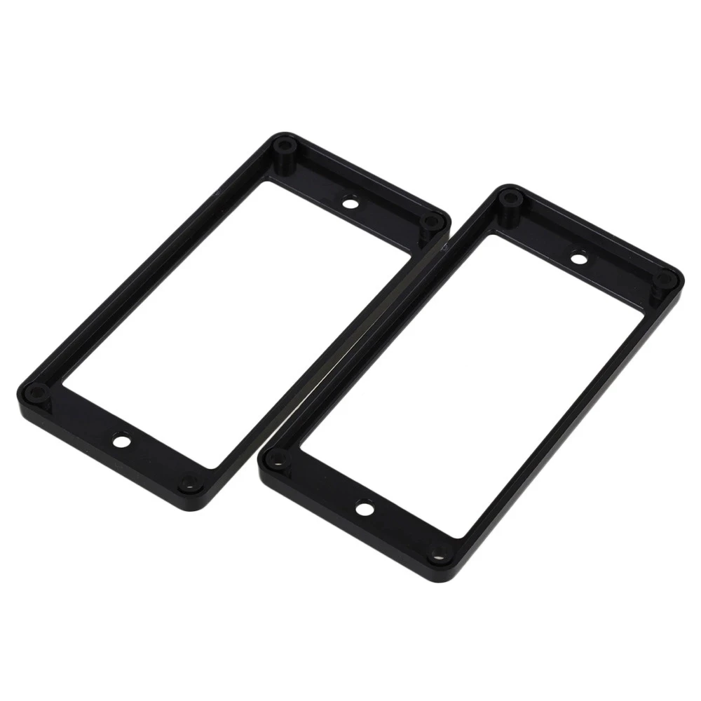 2 x Black Electric Guitar Flat Humbucker Pickup Frame Cover Plate Mounting Rings