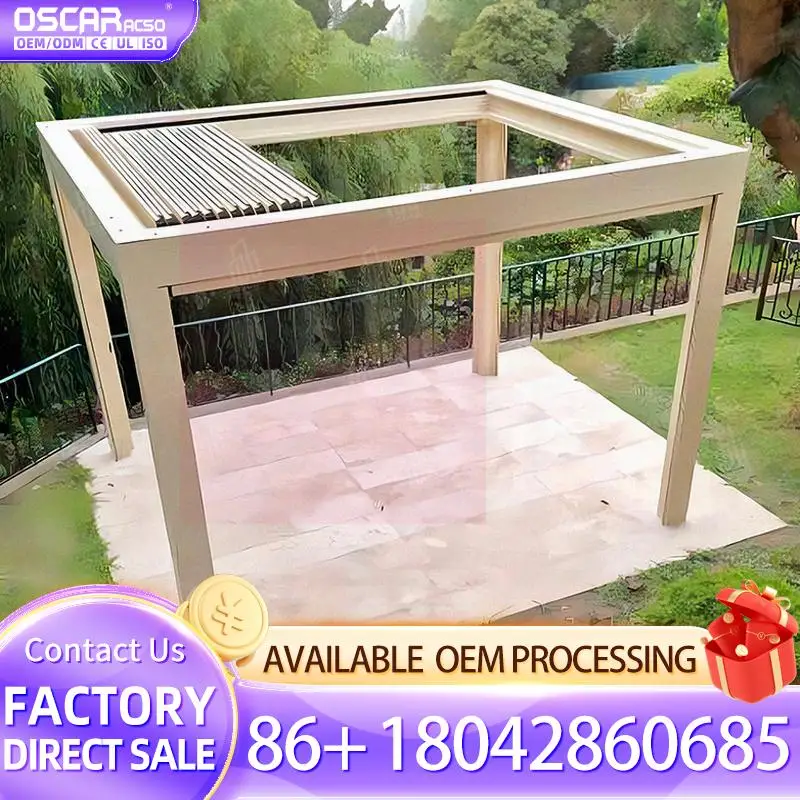 

4m X 4m Terrace Luxury Garden Gazebo Patio Cover Aluminum Louver Roof Pergola for Backyard Poolside Balcony pergola