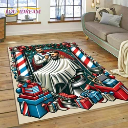Fashion Barber Shop Logo Skull Vintage Rug Carpet for Living Room Bedroom Decor,Floor Mat Non-slip Decoration for Sofa Doormat