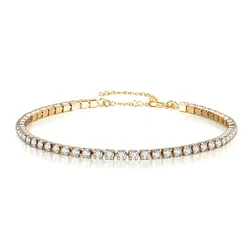 2mm Iced Out Tennis Armbanden Vrouwelijke Goud Zilver Kleur Rvs Zirconia Ketting voor Vrouwen Bruiloft Sieraden Gift