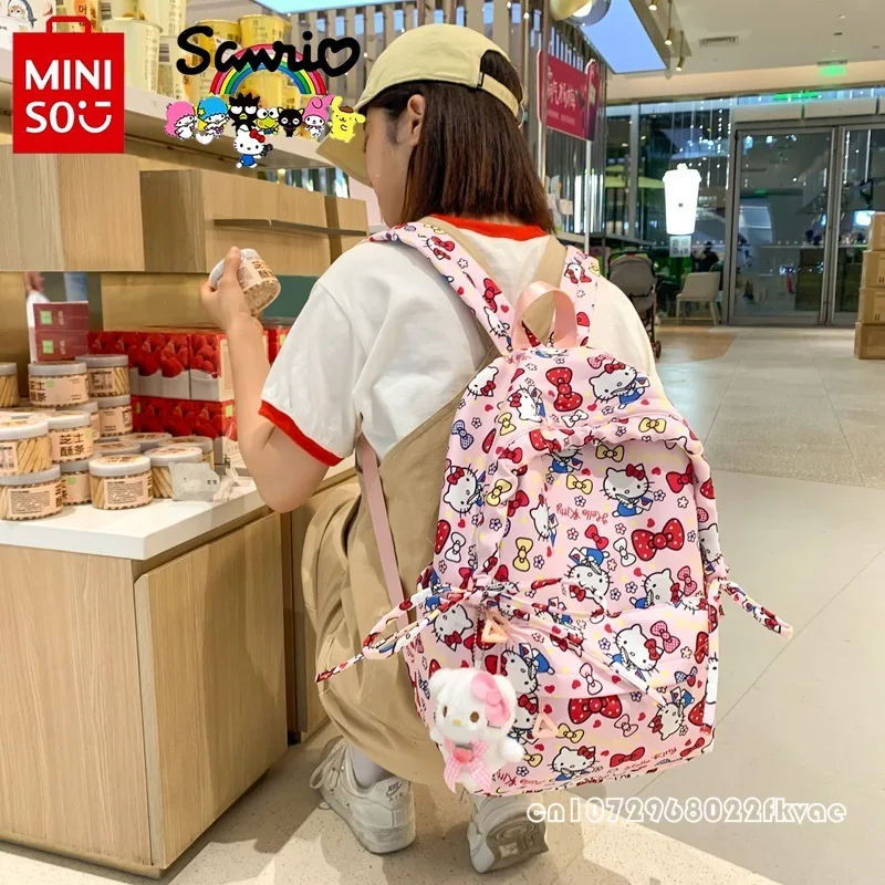 HelloKitty-Mochila de viagem de grande capacidade para meninas, mochila de moda feminina, mochila de estudante versátil, alta qualidade, nova, 2024