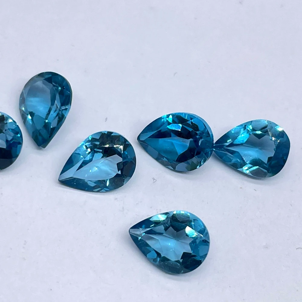 

2pcs Natural Stone London Blue Topaz Pear 8x12mm-12x16mm Facet Cut Semi-precious Eye Clean Loose Gemstone For Jewelry Making
