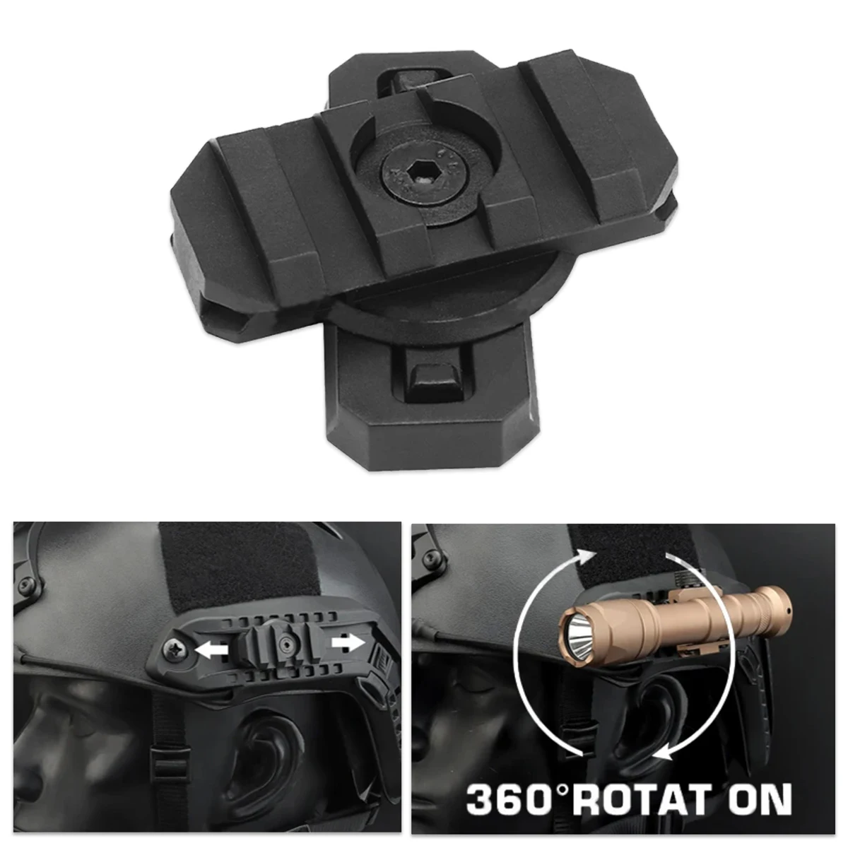 

Tactical 2pcs Helmet Side Rail Mount Adapter 360 Degree Guide Rotation for Airsoft Fast Helmet Rail Hunting Accessories