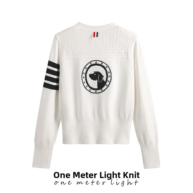 New Autumn V-ne Knitted Sweater Embroidered Bae College Sle Long Sve Women's Outerwear Casual Sle Floral Pattern