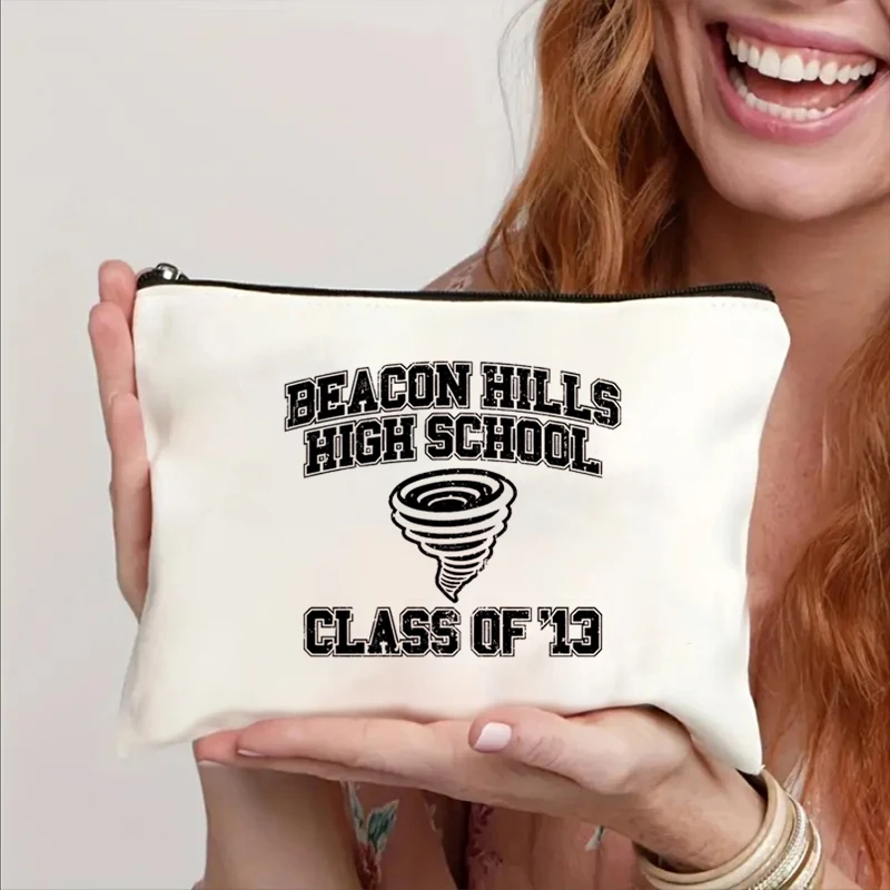 Beacon Hills High School Class of 13 Makeup Bag with Alphabet Pattern Printed Medicine Bag for Women's Trendy Fashion Wallet