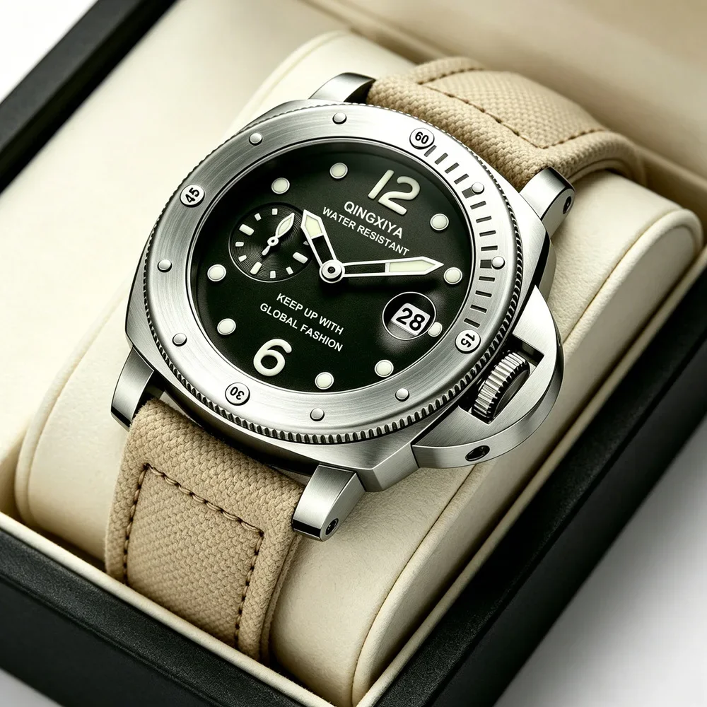 Hot Selling Creative Khaki Quartz Watches Men Multifunctional Second Hand Subdial Cool Luminous Military Style Male Watch Clock