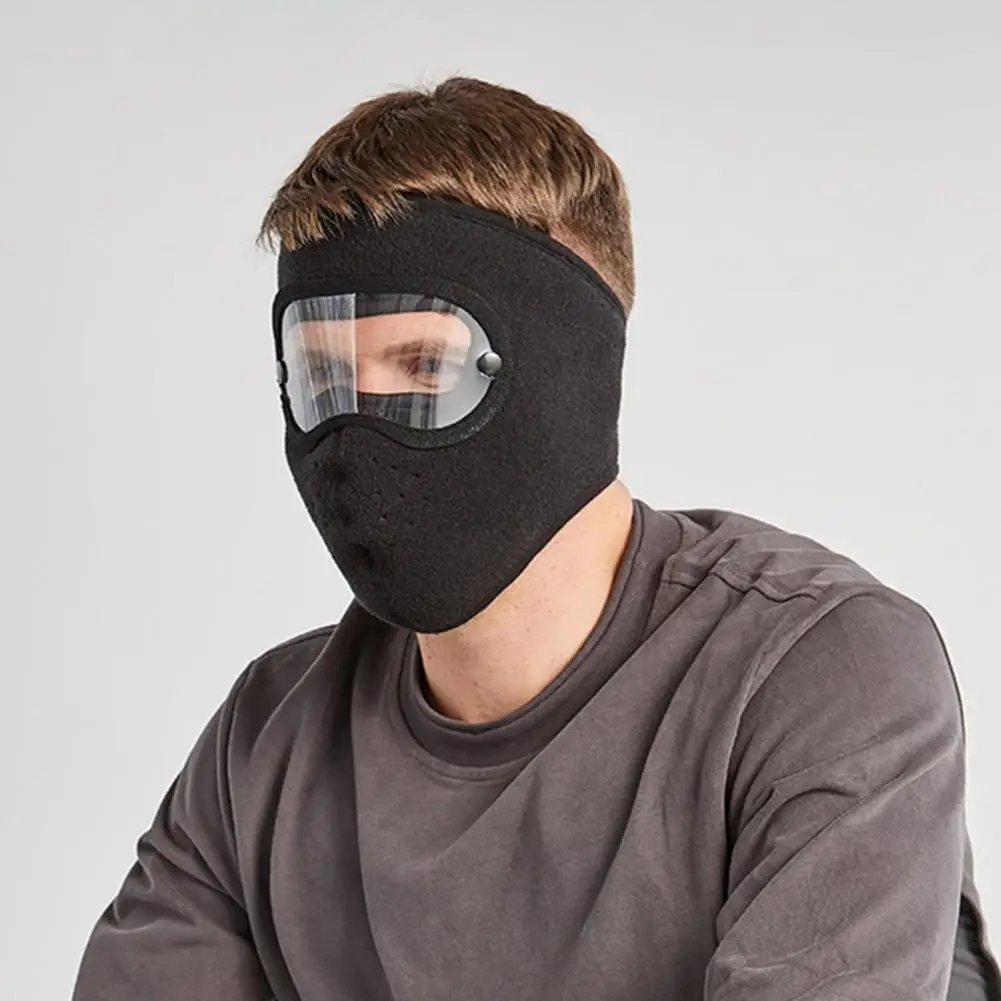 Full Face Protection Cycling Mask Thermal Fleece Mask with Removable Goggles Breathable Winter Windproof Full for Skiing