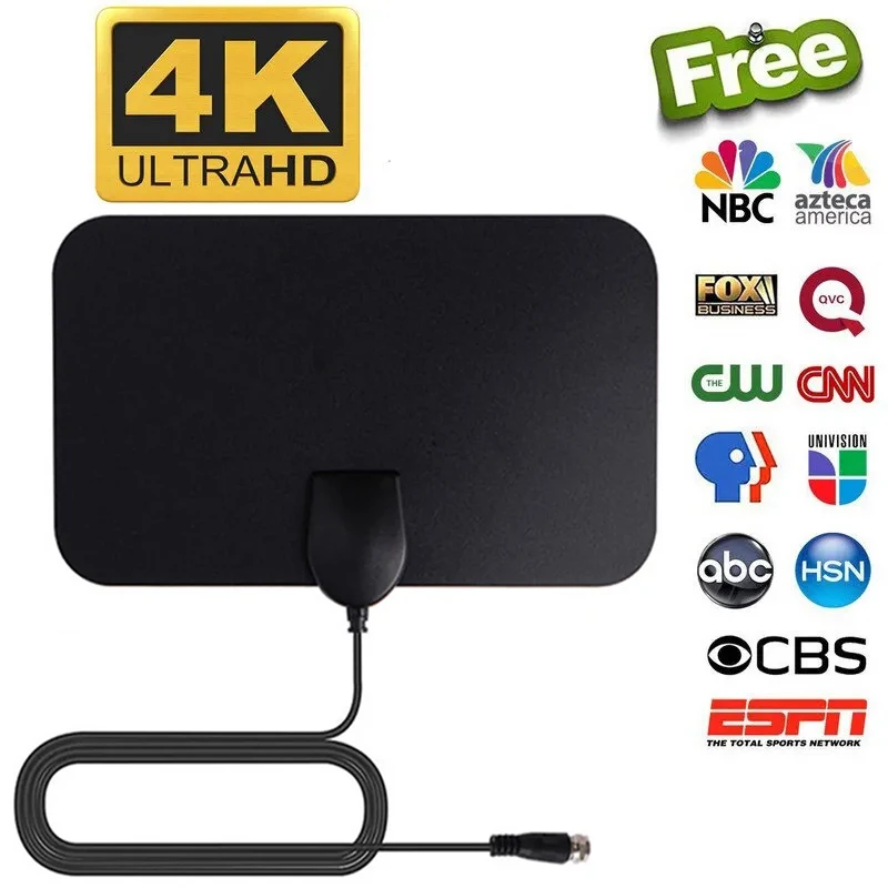 4K TV Antenna 1080P DVB-T2 Booster HD 50 Miles for Global Digital TV RV outdoor Car Antenna Indoor TV FM Radio Channel Antenna