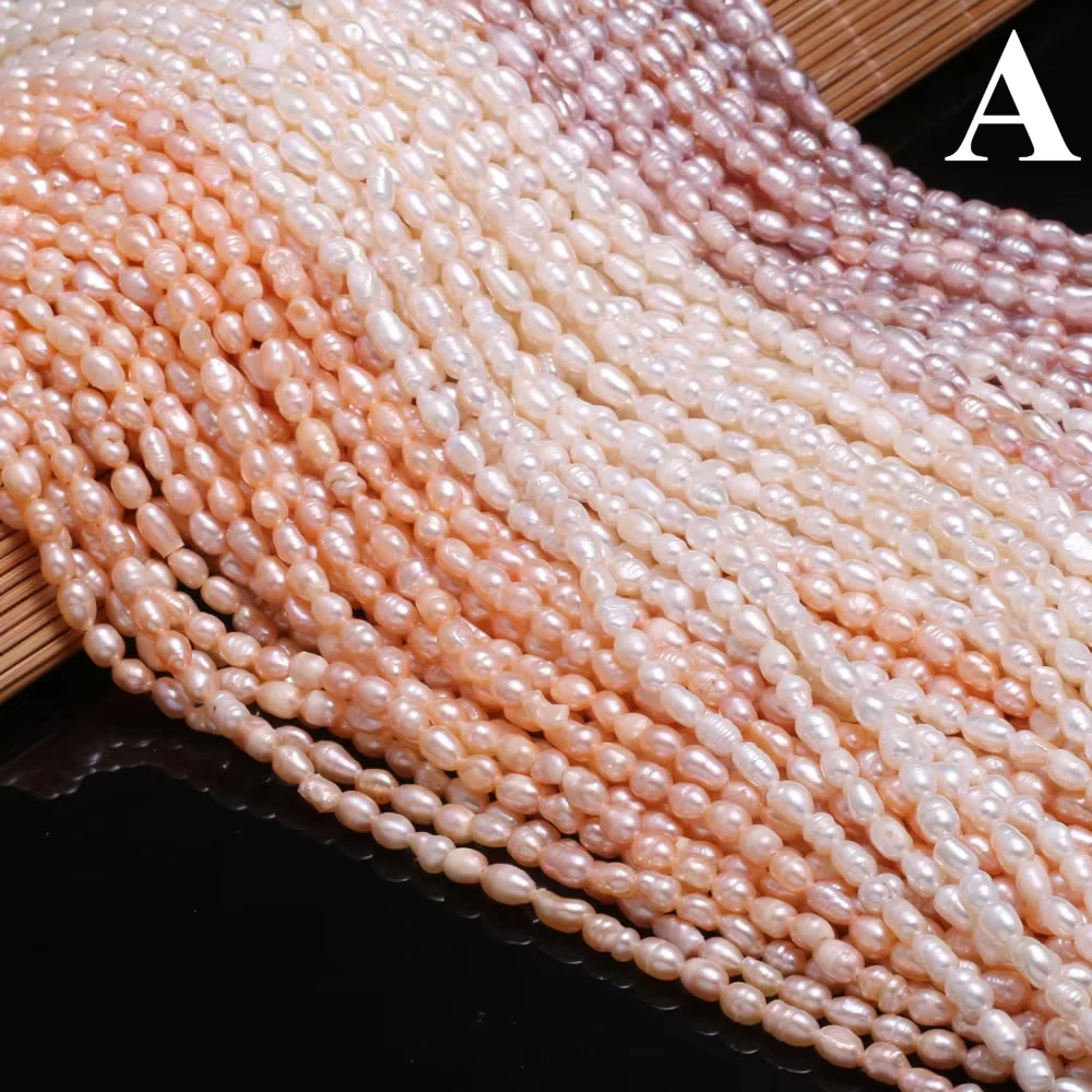 

A Natural Freshwater Pearl Bead High Quality Rice Shape Punch Loose Bead for DIY Elegant Necklace Bracelet Jewelry Making Gift