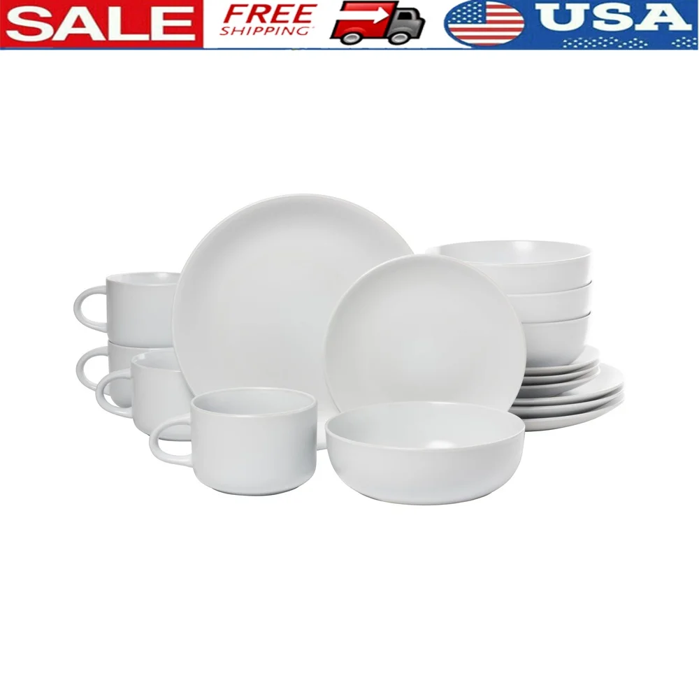 

Modern Matte 16 Piece Coupe Dinnerware Set Service 4 Includes Dinner Plates Salad Plates Dinner Bowls Oversized Mugs Stoneware