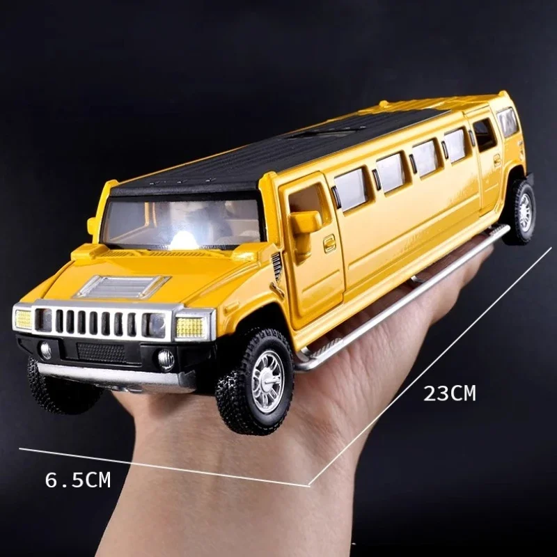 Modelo de coche de aleación de seis puertas, sonido y luz extendida, simulación fundida a presión, 1:32 Hummer Boy, coche de juguete H6, Voiture en miniatura