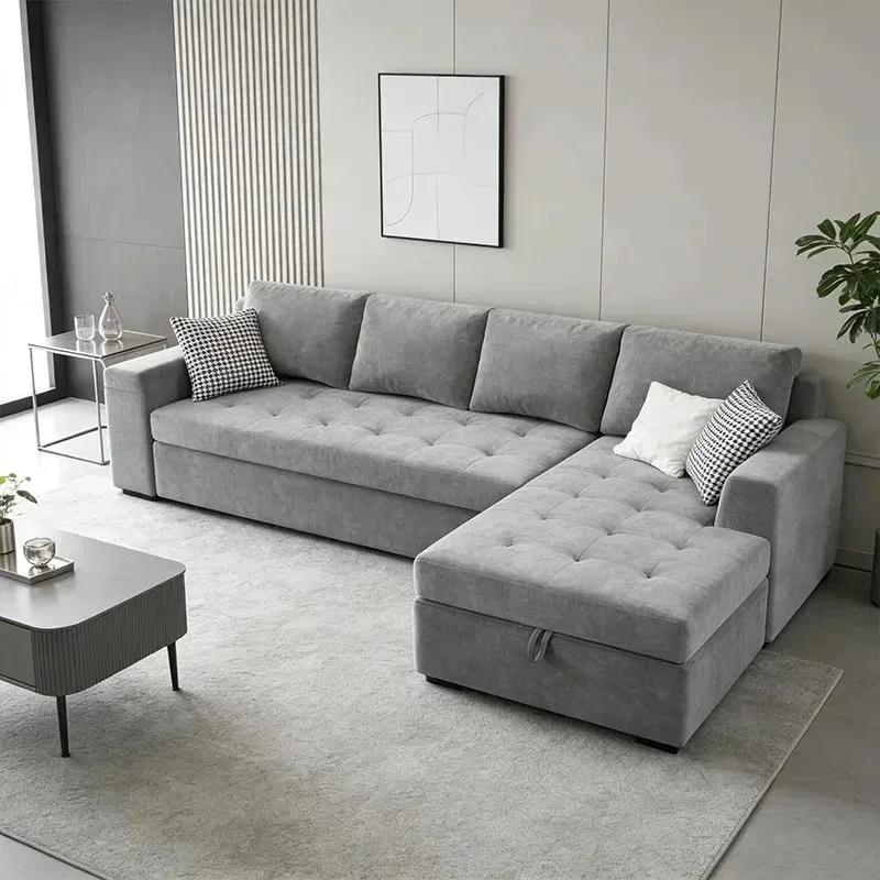 #   Multifunktionales Modernes Ausziehbares Ecksofa Wohnzimmermöbel mit Stauraum und Tisch