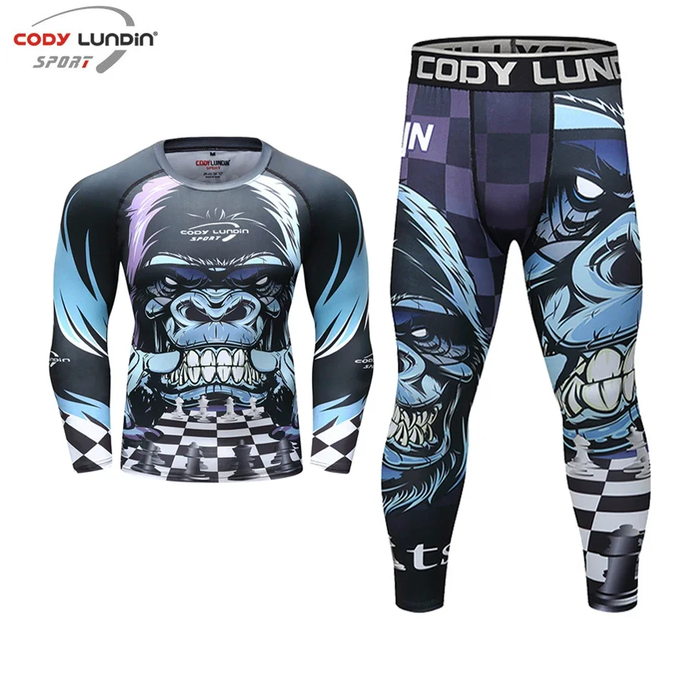 Combinaison de sport à séchage rapide pour homme, survêtement de boxe Sportif, MMA, BJJ, course à pied, entraînement, gym, fitness, compression, chemise, pantalon, ensemble short