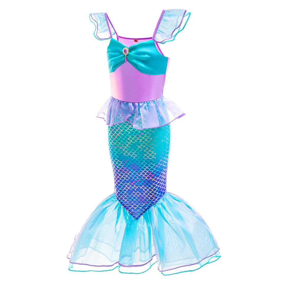 Fish Princess Dress Girl Fairy Tale Cosplay Costume Girls Birthday Party Fishtail Dress Kids Fancy Ball Gown For Carnival