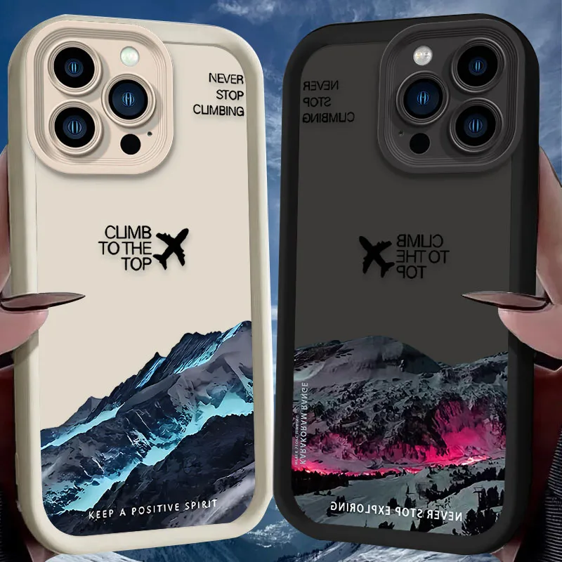 Aurora Snow Mountain Scenery Case For iPhone 16 15 14 13 12 11 Pro Max X XS X S Max XR SE 2020 7 8 Plus Soft Silicone Back Cover