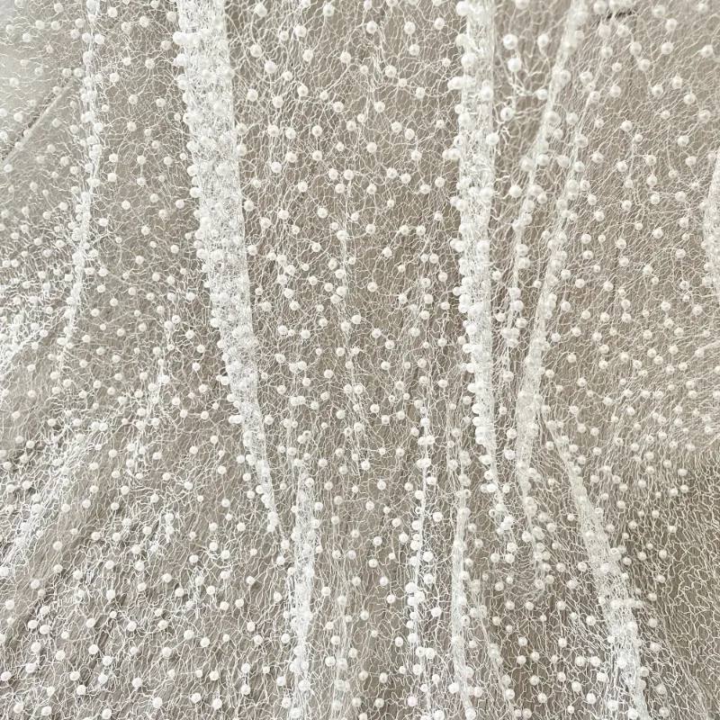 Tessuto a rete resistente bianco perla Abito estivo da donna nuovo Abito da sera Tessuto per abbigliamento di fascia alta fatto a mano fai-da-te