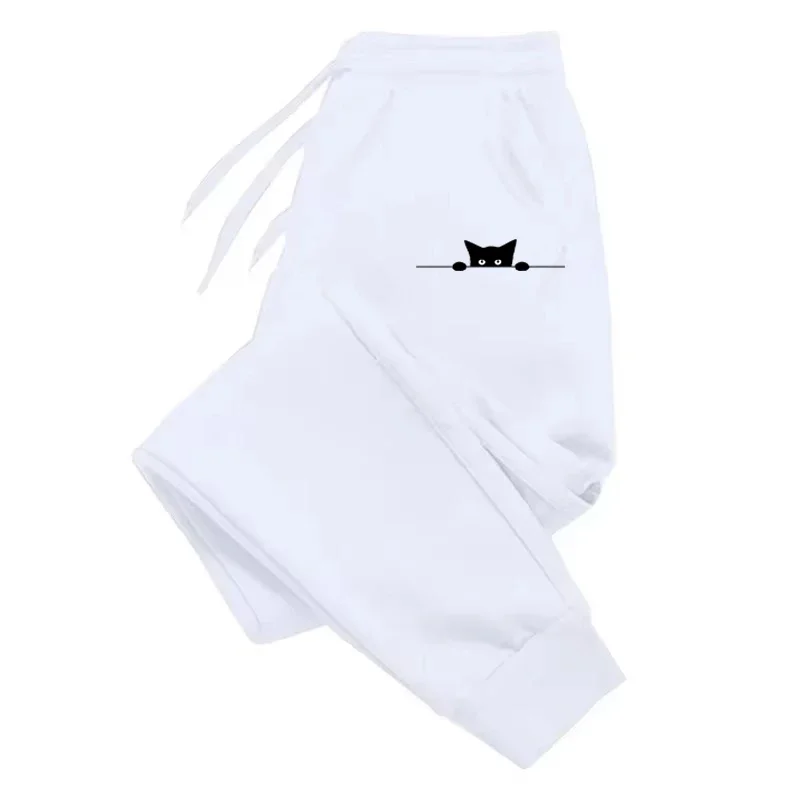 Cat Graphic Print Women Casual Pants Spring Autumn Fashion Outdoor Fitness Jogging Trousers Women Long Pants Fleece Sweatpants