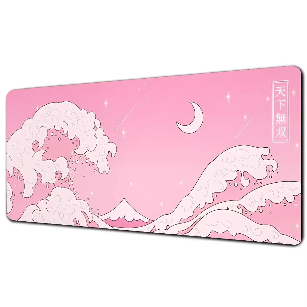 

Pink wave moon design mouse pad, computer desktop decoration, rubber material, anti-slip and washable Mouse Pad