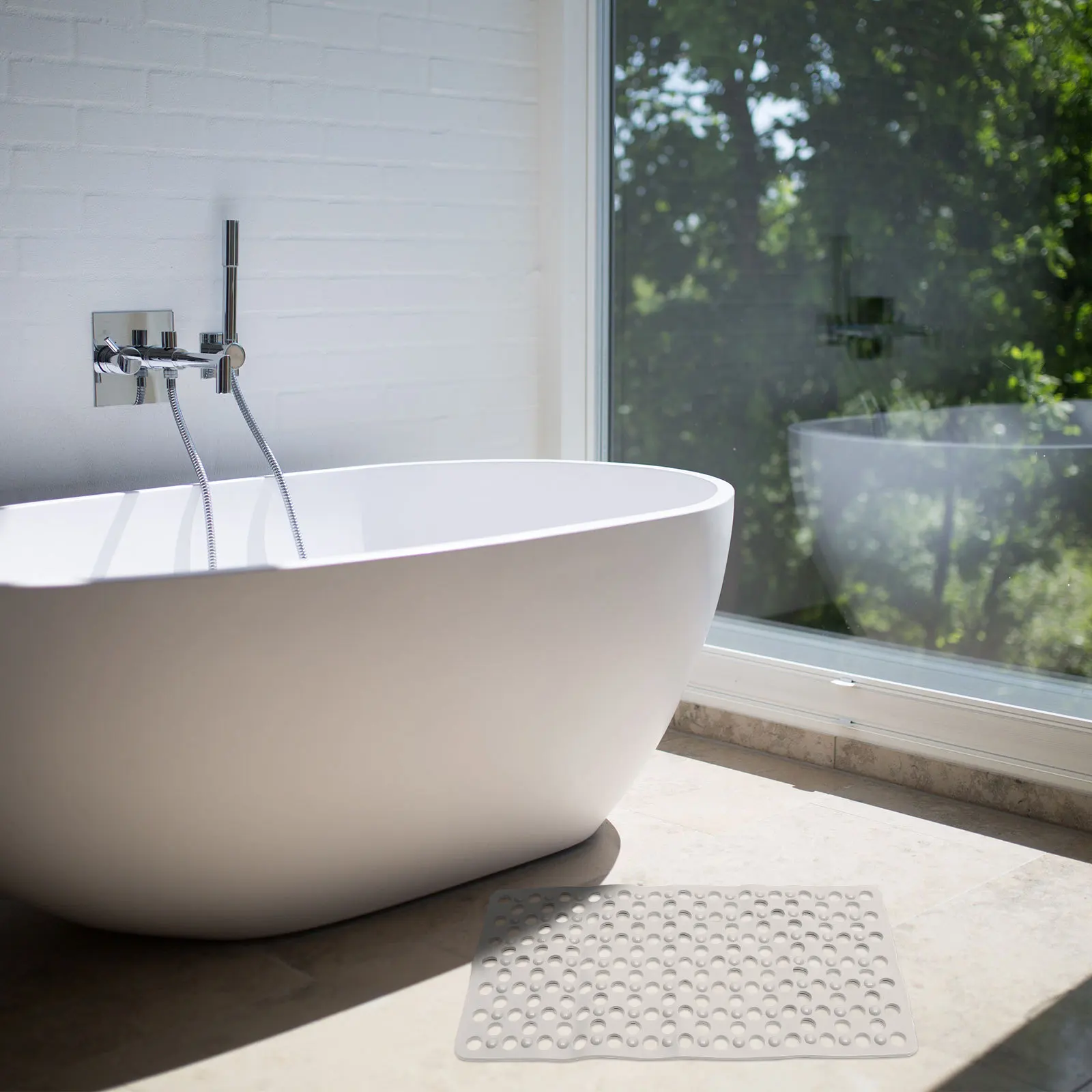 

Anti-Skid Floor Mat For Bathroom Shower Foot Pad Non-Slip Bath Mat Drainage Design Soft Surface Home Hotel Use Bathroom