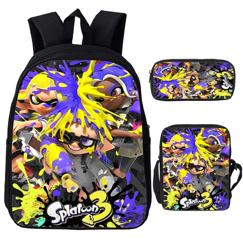 

Детский школьный рюкзак большой вместимости Hot Game Splatoon 3 с сумками через плечо, пеналами и школьными сумками для мальчиков и девочек, лучший подарок