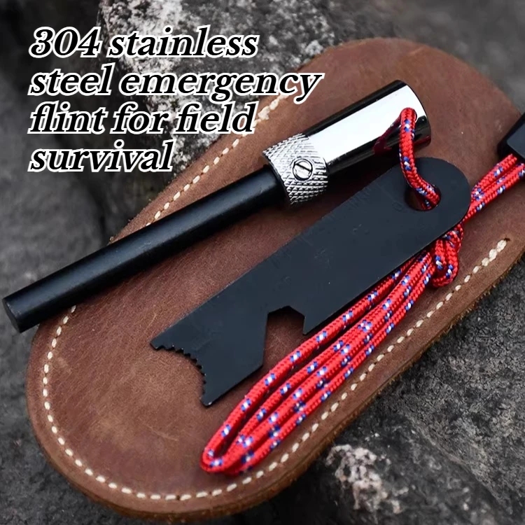 

304 Stainless Steel Outdoor Survival Flint Suit Outdoor Camping Hiking Fire Artifact First Aid Survival Equipment High Quality