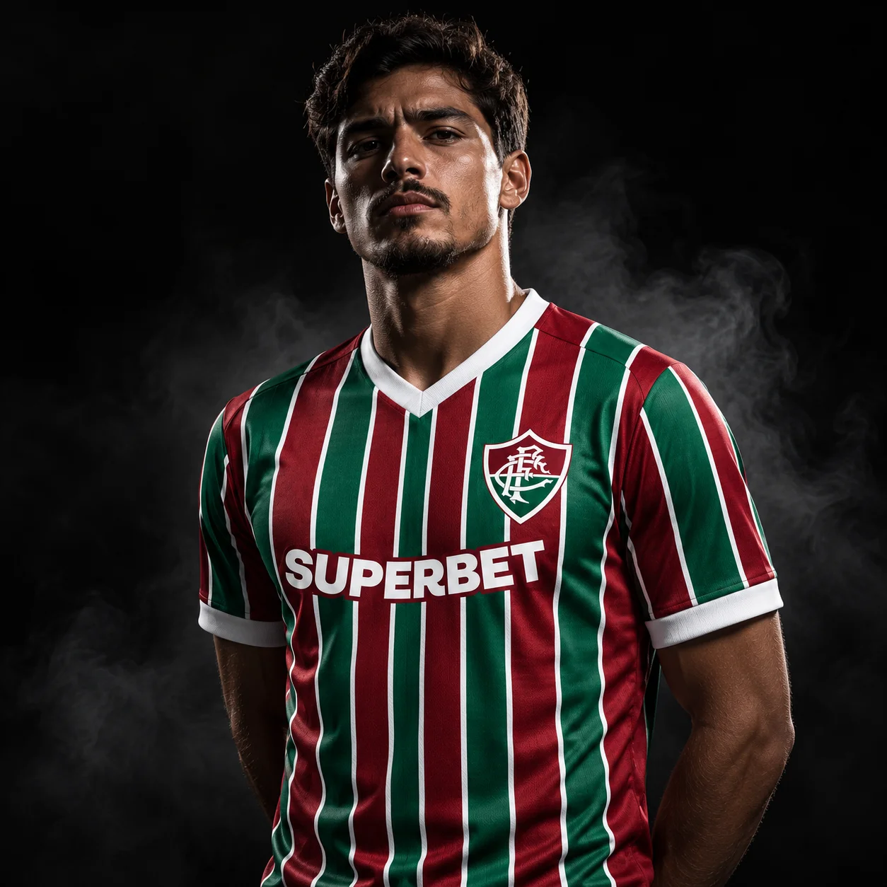 Soccer Jersey for Men 26-27 Season Burgundy Green Vertical Stripes Short Sleeve V Neck Breathable Sports Shirt for Match Day