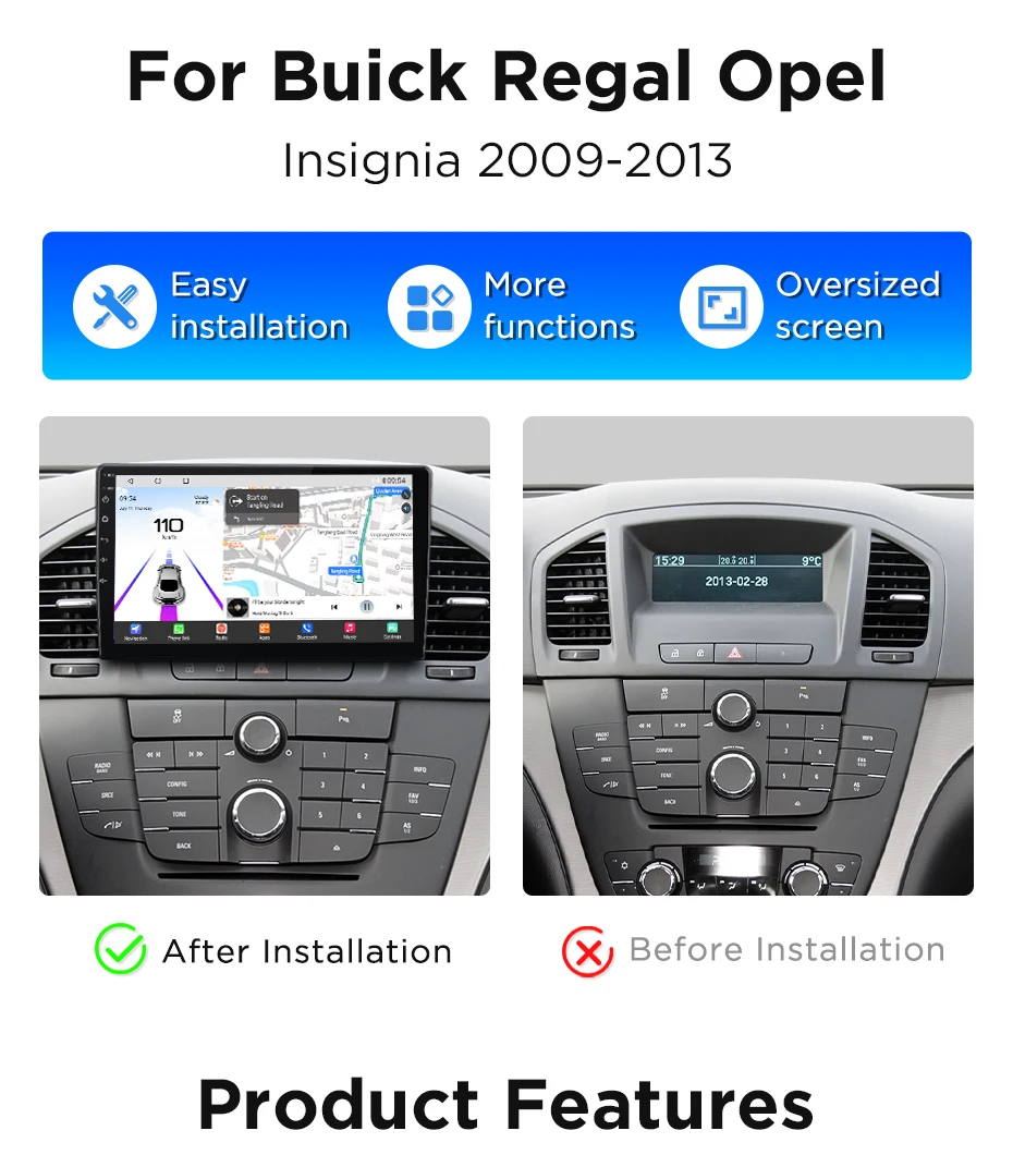 Junsun 360° ° Panorama Kamera Auto Radio Für Opel Insignia 2008-2012 Buick Regal 2009-2013 Drahtlose CarPlay Android Auto Stereo BT – Detail 2