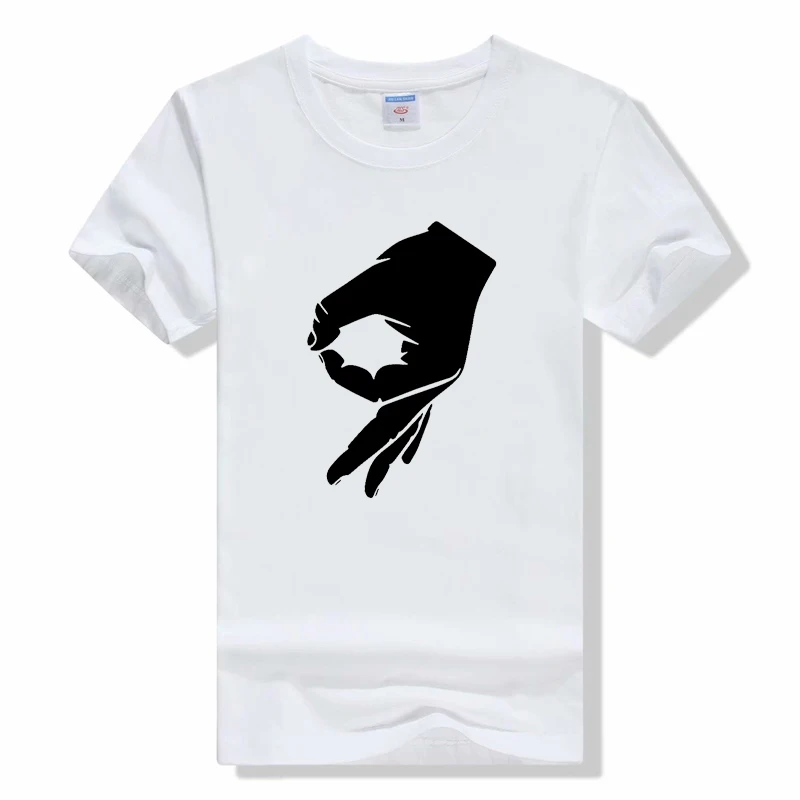 Okay Hand Sign Finger Ok Prints T-Shirts loose letter t shirt Personality Street Short Sleeve Breathable O-Neck Top