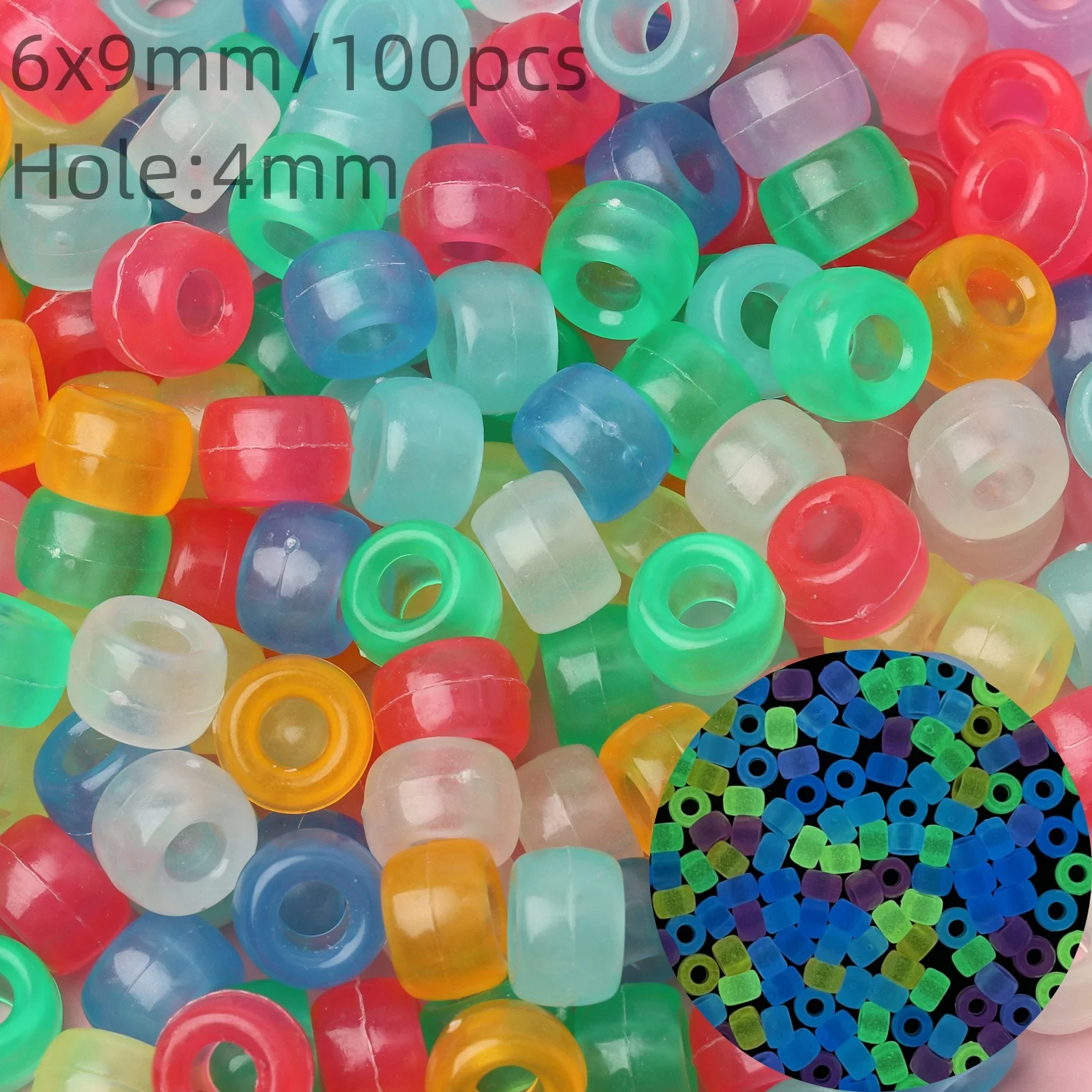 100pcs Luminous Acrylic Beads Pony Beads Glow in the night Letter Heat Spacer Bead For Bracelet Necklace DIY Accessory Wholesale
